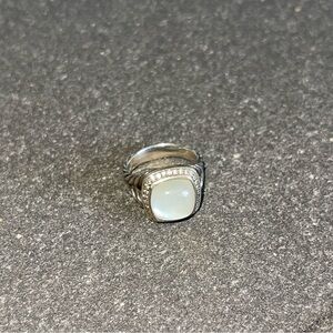 - David Yurman Albion Moonquartz Diamond Ring in Sterling Silver 0.09 CTW